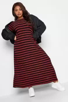 Striped Ribbed Long Sleeve Swing Dress