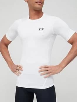 Urban Armor Gear Heatgear Armour Comp Ss T-Shirt, White/Black, Size L, Men