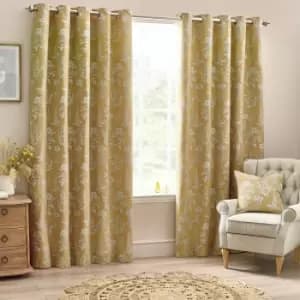 Sophia Room Darkening Eyelet Curtains Gold / 117 x 137cm