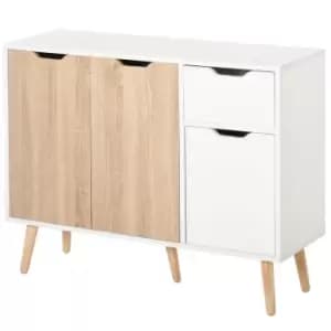 HOMCOM Floor Standing Storage Cabinet With Drawer White And Natural