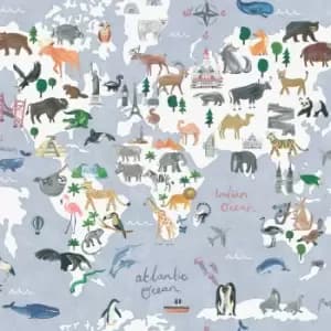 Holden Decor Animal Maps Blue Wallpaper