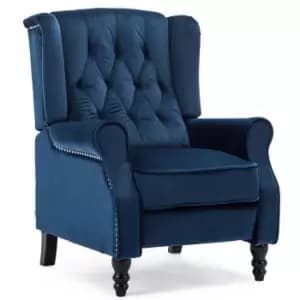 Althorpe Velvet Recliner - Midnight Blue