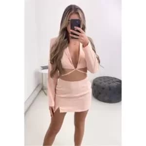 I Saw It First Pink Pinstripe Mini Skirt With Notch - Pink