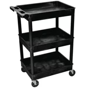 Heavy-Duty 2 Tier Plastic Trolley With 2 Flat Shelves - 150kg Capacity