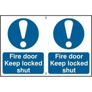 ASEC Fire Door Keep Locked Shut 200mm x 300mm PVC Self Adhesive Sign