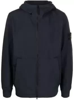 STONE ISLAND Compass-patch Hooded Zip-up Jacket Navy Blue
