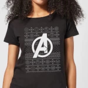 Marvel Avengers Logo Womens Christmas T-Shirt - Black