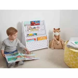 Lloyd Pascal Hammock-style Bookshelf - Printed Grey Hearts Design On White Fabric