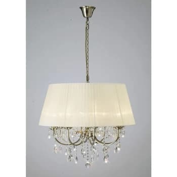 Olivia pendant light with Cream shade 8 bulbs antique brass / crystal