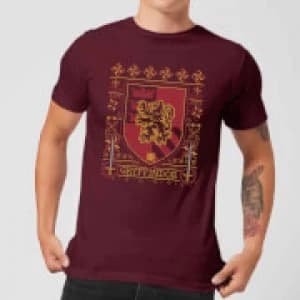 Harry Potter Gryffindor Crest Mens Christmas T-Shirt - Burgundy - L