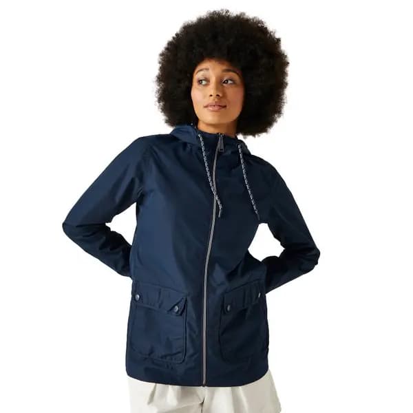 Regatta Womens Bayletta Full Zip Hooded Rain Coat 16 - Bust 40' (102cm) NAVY RWW418-540-16