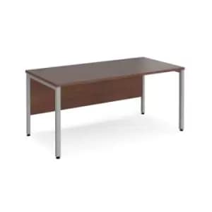 Office Desk 1600mm Rectangular Desk With Bench Leg Walnut Tops With Silver Frames 800mm Depth Maestro 25