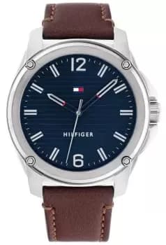 Tommy Hilfiger 1710484 Mens Blue Dial Brown Leather Watch