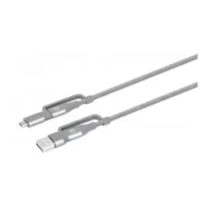 Manhattan USB-C & USB-A 4-in-1 Charge & Sync Cable 1m USB-C & USB-A to USB-C USB-A and Micro-B 480 Mbps (USB 2.0) 3A / 60W (fast charging) Male to Mal