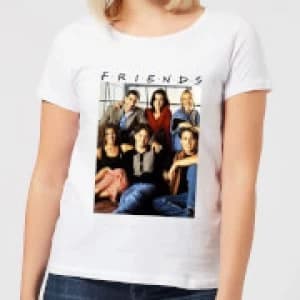 Friends Vintage Character Shot Womens T-Shirt - White - 3XL