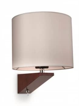 1 Light Indoor Wall Light (Switched) Dark Walnut, Cream Shade, E27