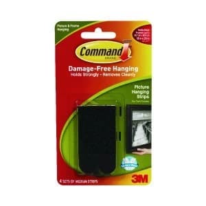 3M Command Medium Picture Hanging Strips Black Pack of 4 17201BLK