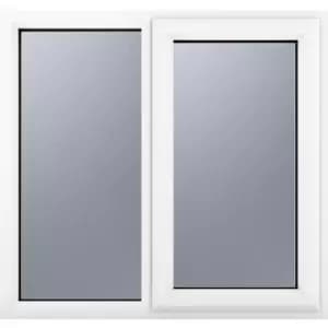 Crystal Casement uPVC Window Right Hand Opening Next To a Fixed Light 1190mm x 1115mm Obscure Double Glazing in White