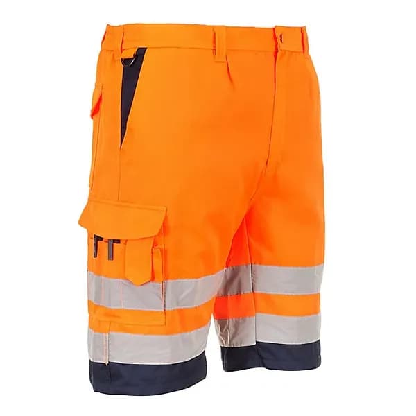 Portwest Mens Class 1 Hi Vis Poly Cotton Shorts E043ONRXXXL Colour: Orange / Navy