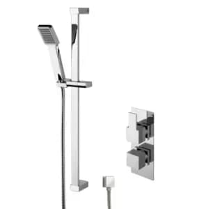 Nuie Concealed Square Thermostatic Twin Valve & Kit Chrome