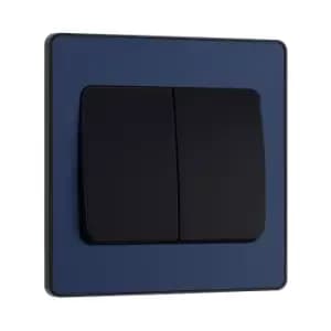 BG Evolve Matt Blue Double Light Switch 20A 16Ax 2 Way Wide Rocker - PCDDB42WB