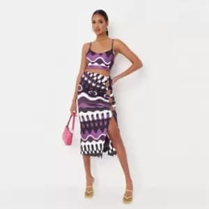 Missguided Bralet and Ruched Midi Skirt Set - Purple