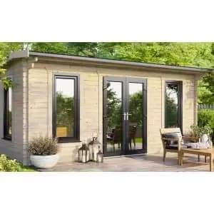 Power Sheds 18 x 12ft Central Doors Apex Notched Logs Log Cabin