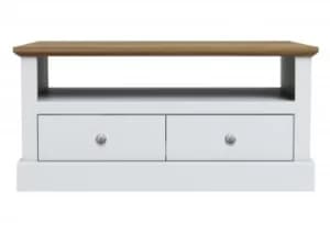 LPD Devon White and Oak 2 Drawer Coffee Table Flat Packed