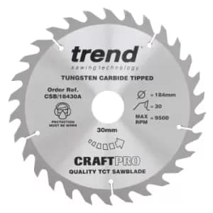 Trend CRAFTPRO Wood Cutting Saw Blade 184mm 30T 30mm
