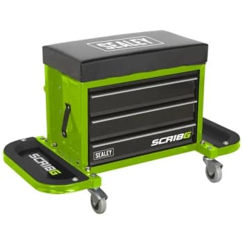 Sealey SCR18G Mechanic's Utility Seat & Toolbox - Hi-Vis Green