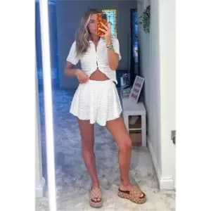 I Saw It First White Textured Floaty Shorts - White