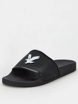 Lyle & Scott Eddie Slider Sandals - Black/White, Size 11, Men
