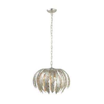 Endon Directory Lighting - Endon Delphine - Floral Leaves 3 Light Spherical Pendant Silver Paint, E14