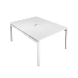 Telescopic Sliding 2 Person Bench with Cut Out and White Frame - 1200mm - White