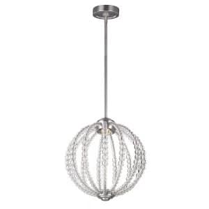 LED 1 Light Small Spherical Ceiling Pendant Satin Nickel