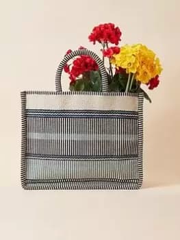 Accessorize Stripe Woven Large Handheld Bag, Multi, Women