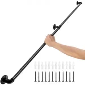 VEVOR Pipe Stair Handrail, 7FT Staircase Handrail, 440LBS Load Capacity Carbon Steel Pipe Handrail, Industrial Pipe Handrail with Wall Mount Support,
