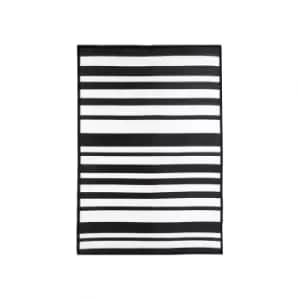 Stripe Waterproof Rug Black 120x170cm