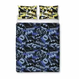 Batman Reversible Camo Duvet Cover Set (Single) (Blue/Yellow/Black)