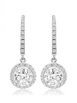 Beaverbrooks 9Ct White Gold Cubic Zirconia Halo Drop Earrings