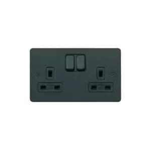 Mk Logic Plus - mk Electric K14347LBKB 13A 2G dp Dual Earth Switched Socket lbk Black Insert - Lustrous Black