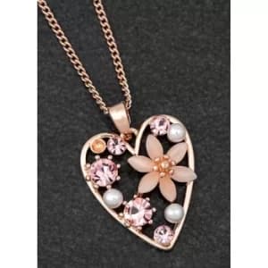 Boho Chic Rose Gold Plated Floral Heart Necklace