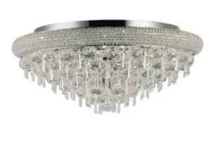 Alexandra Flush Ceiling 9 Light Polished Chrome, Crystal