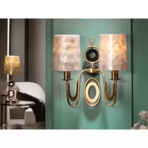 Schuller Lighting - Schuller Ed - 2 Light Candle Wall Lamp Gold with Shades, E27