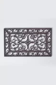 Cast Iron Door Mat Brown Rectangular Parisian Design