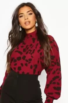 Dalmatian Print High Neck Blouse