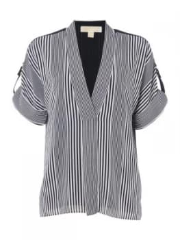 Michael Kors Longsleeve Striped Blouse Top White