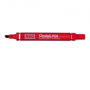 Pentel N60 Permanent Marker Chisel Tip Red PK12