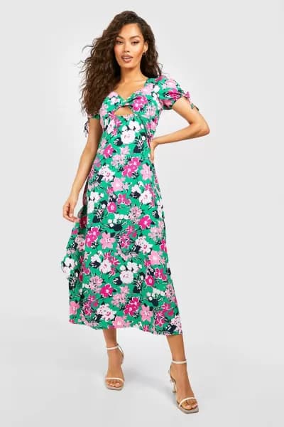 Floral Twist Midaxi Dress
