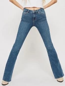 Topshop 32" Jamie Flared Jeans - Mid Blue